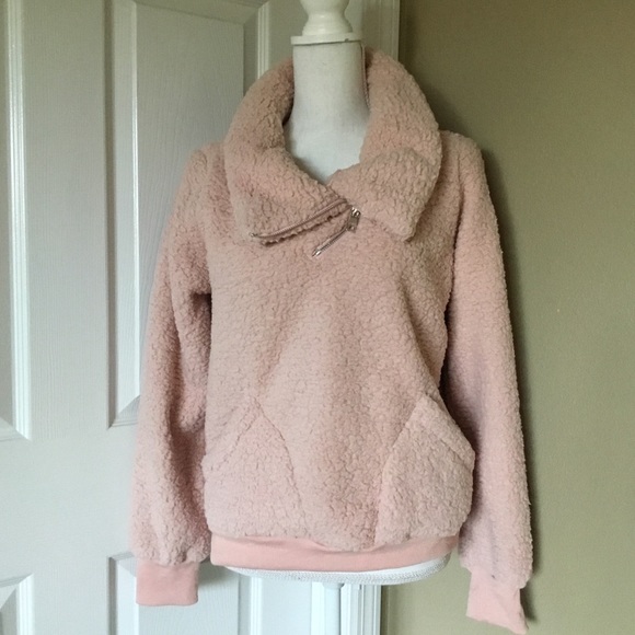Zipper Collar Faux Sherpa Fleece Pullover - Picture 2 of 5